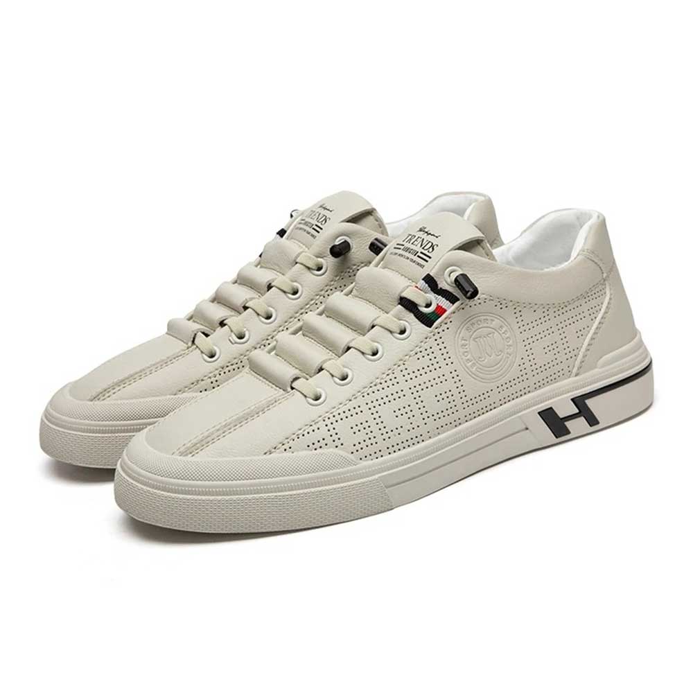 Basket cuir blanc homme