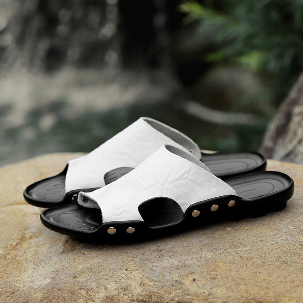 Men's white flip-flops