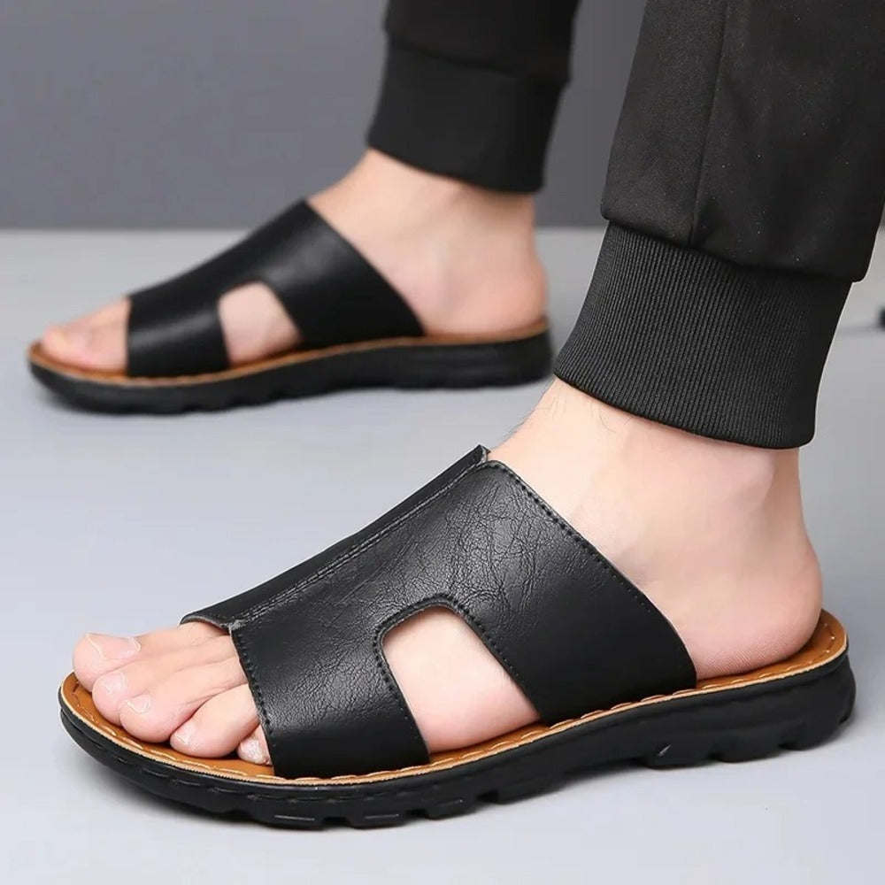 Men's leather flip-flops