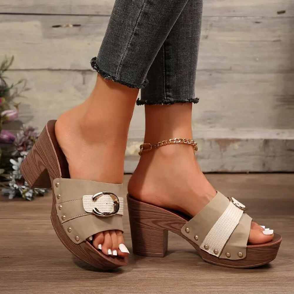 Sandale femme semelle bois