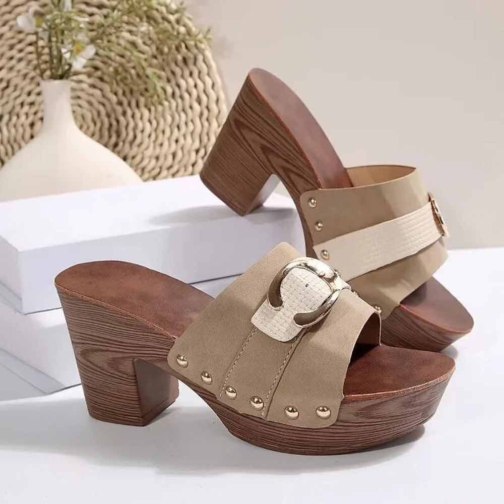 Sandale femme semelle bois