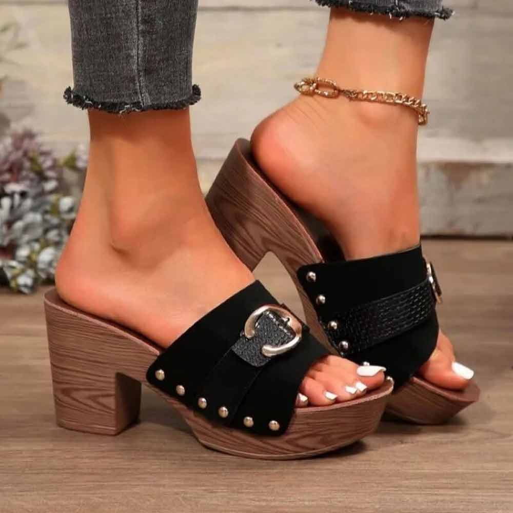 Sandale femme semelle bois