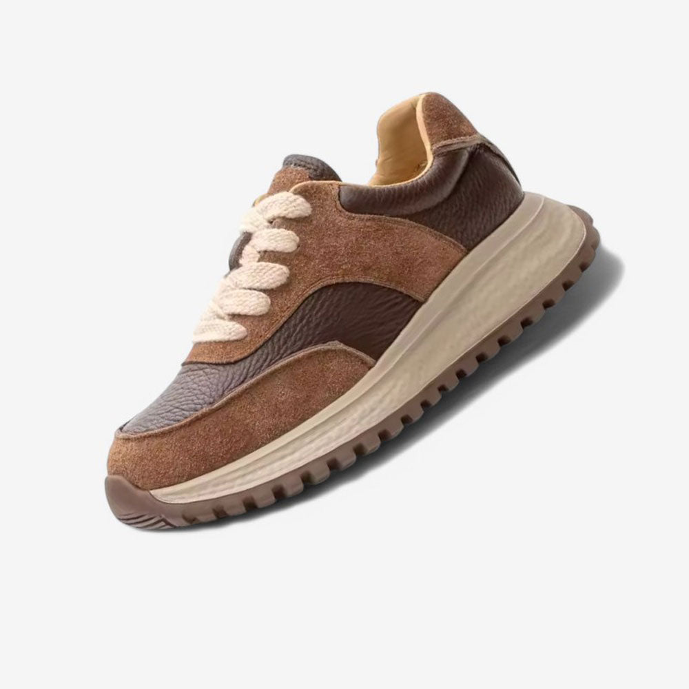 Women's brown leather sneakers