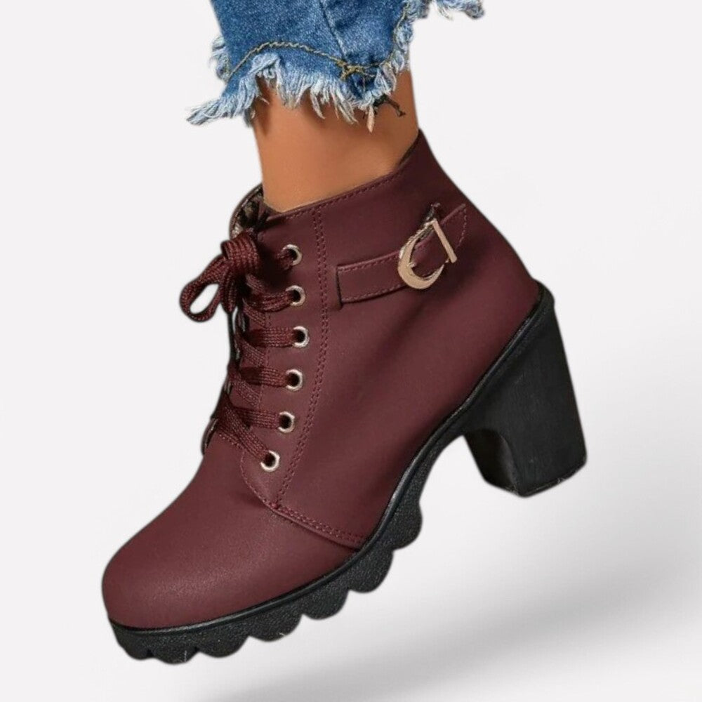 Bottines à lacets en cuir pour femme