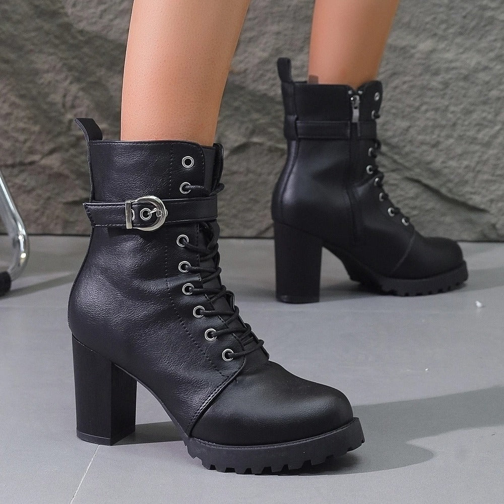 Bottines à lacets en cuir pour femme