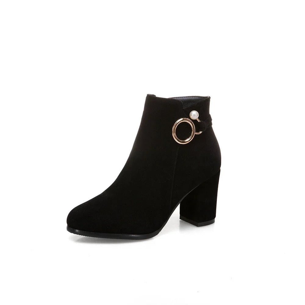 Beige heeled ankle boots