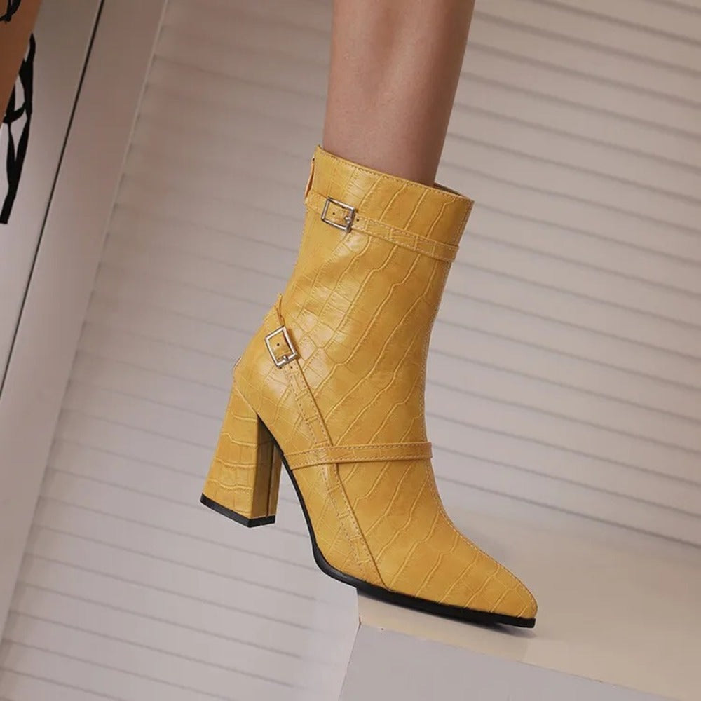 Bottines femme imitation croco