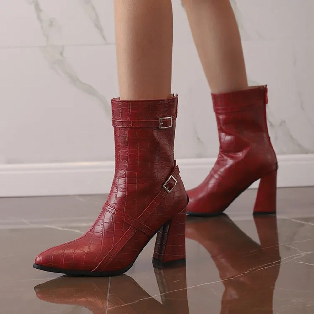 Bottines femme imitation croco