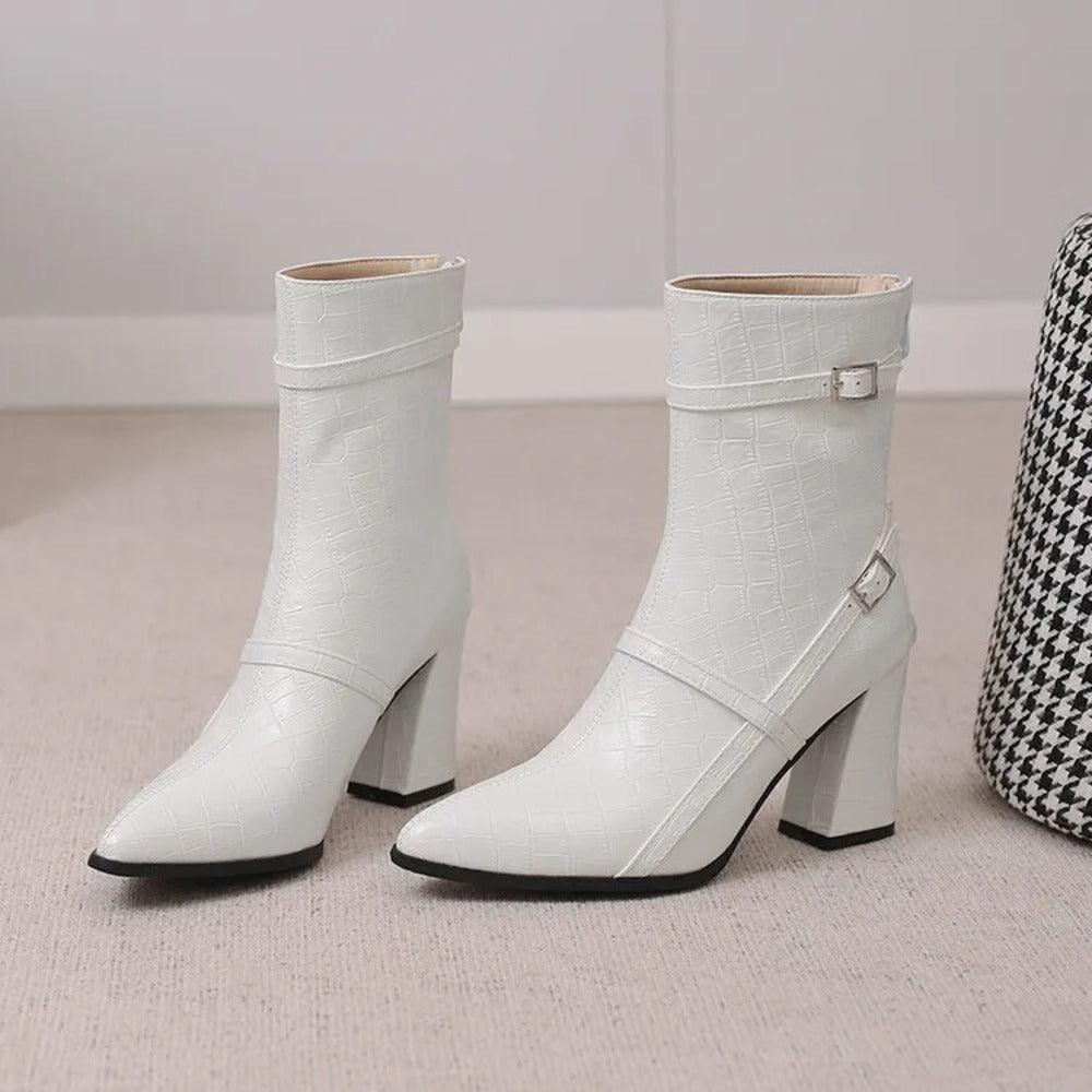 Bottines femme imitation croco
