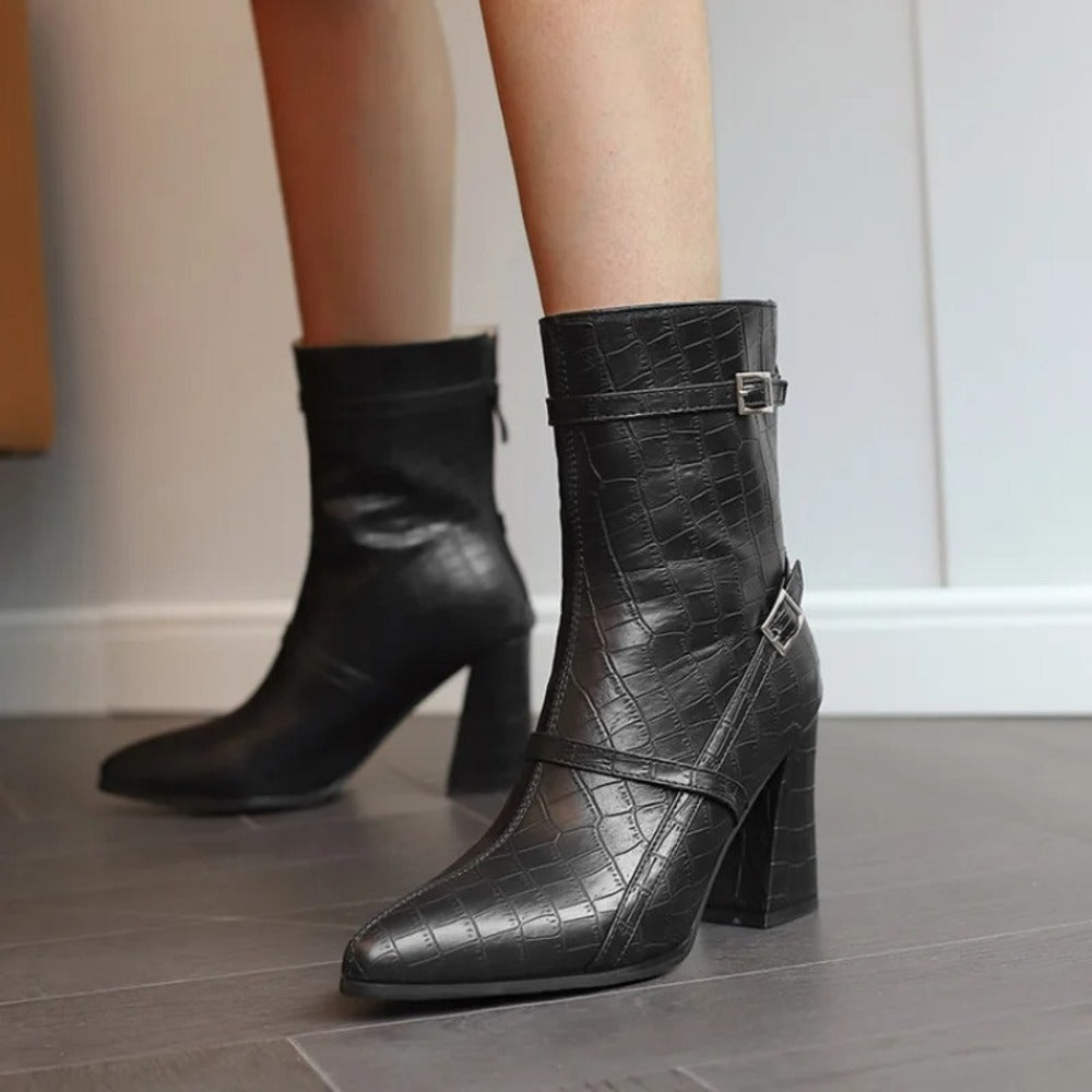 Bottines femme imitation croco