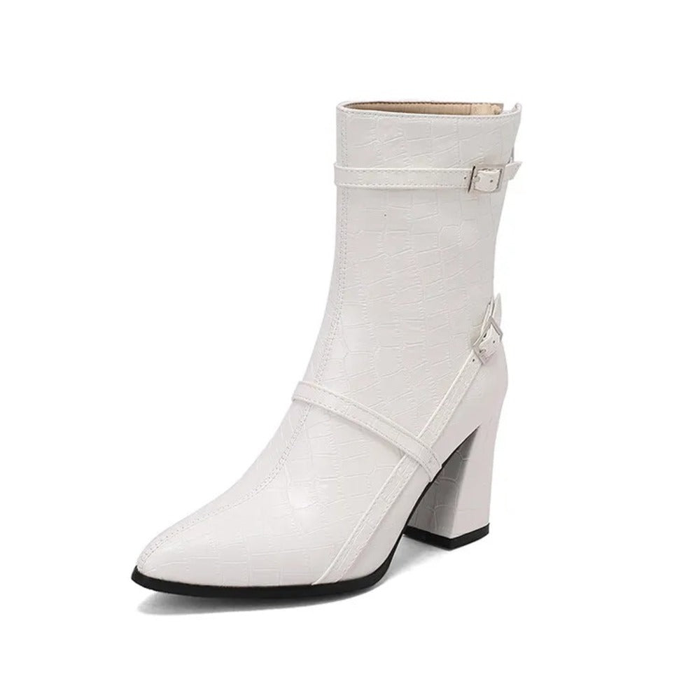 Bottines femme imitation croco