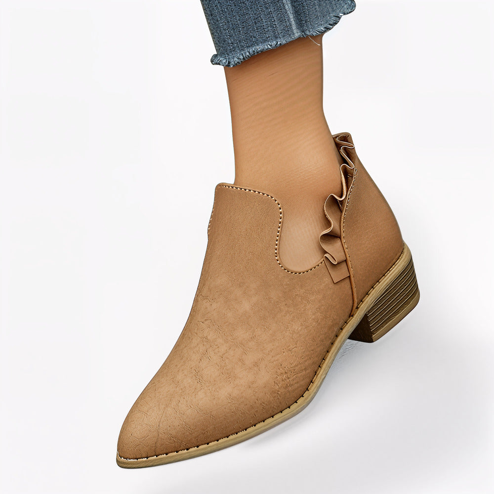 Bottines PAS SAGE Pointues Dorées Toile Et Cuir - Taille 35, Très Bon état