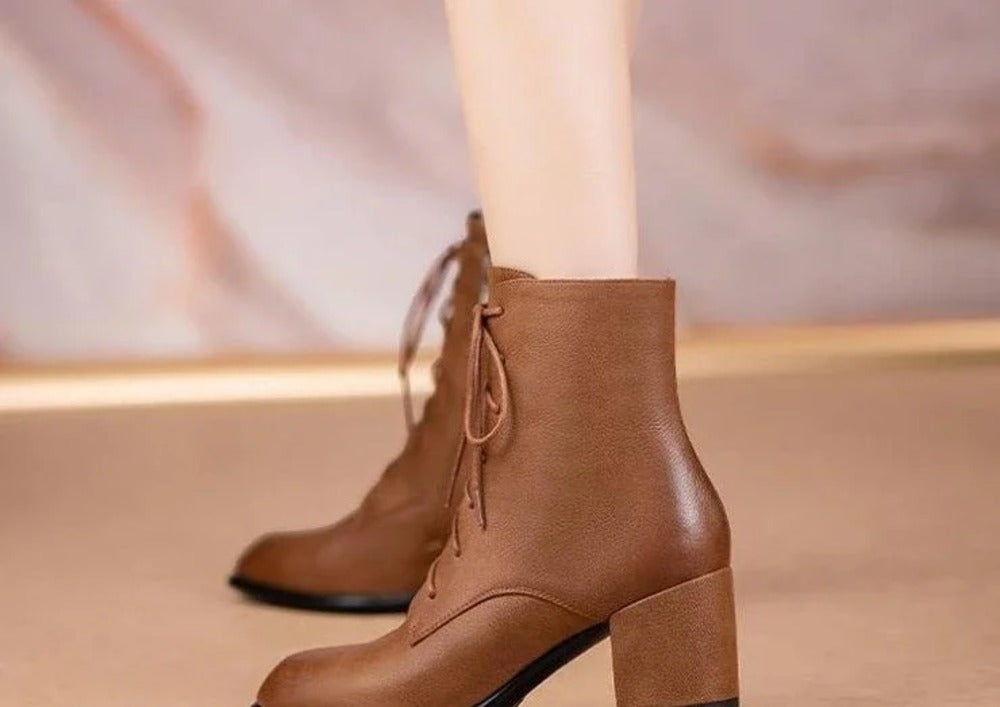Bottines à lacets marron pour femme