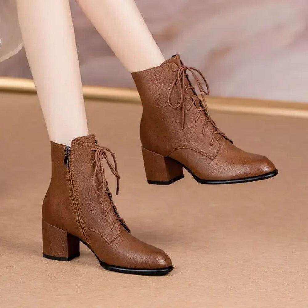 Bottines à lacets marron pour femme