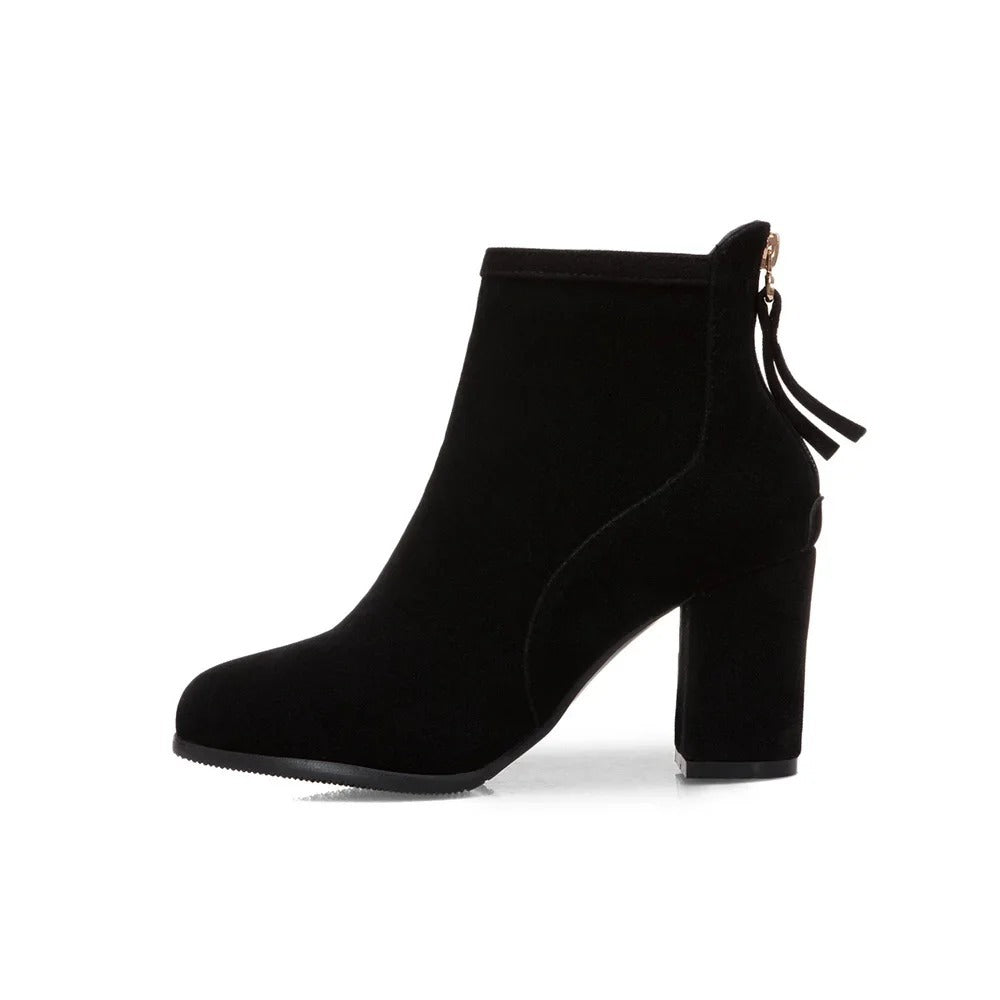 Women's brushed leather heeled ankle boots