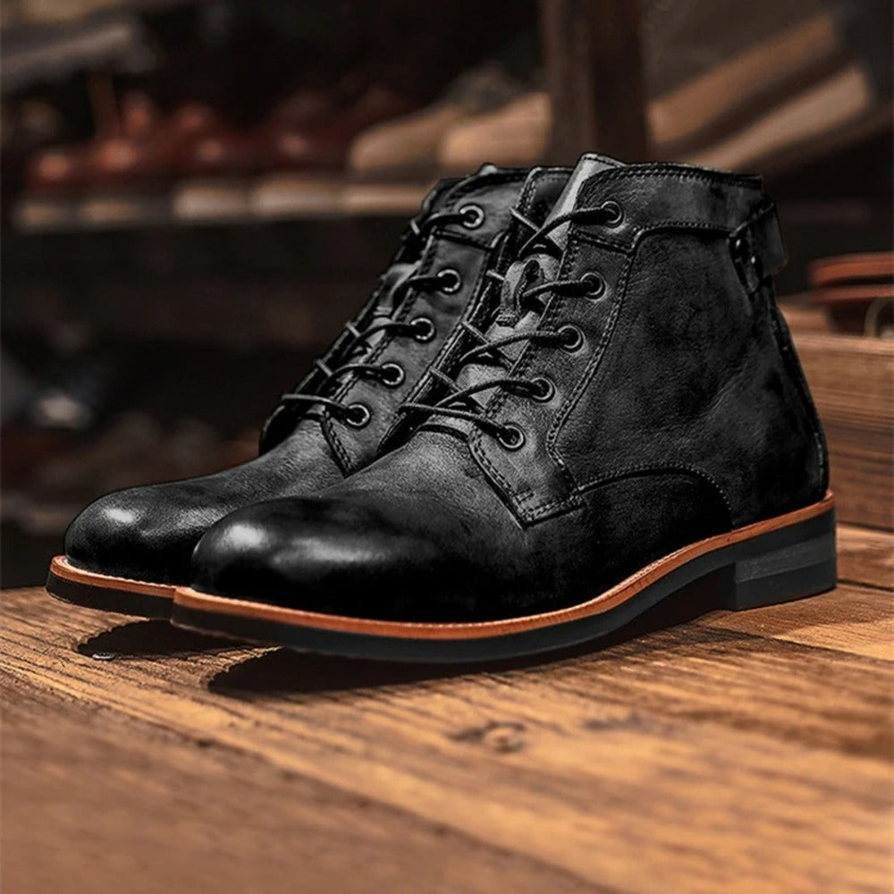 Men's American leather lace-up ankle boots