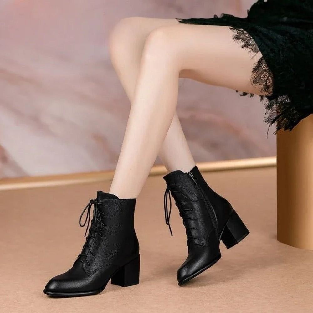 Bottines à lacets marron pour femme