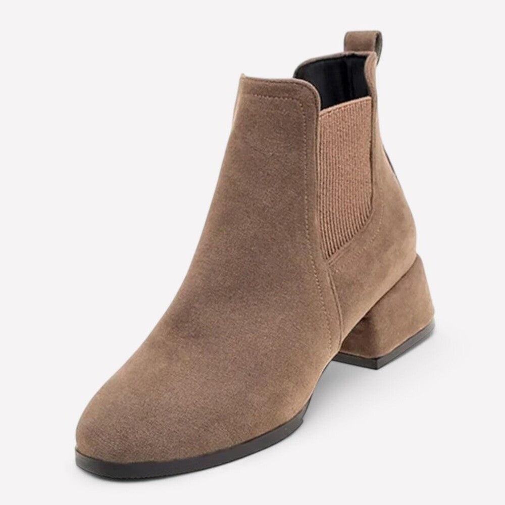 Camel brushed leather ankle boots