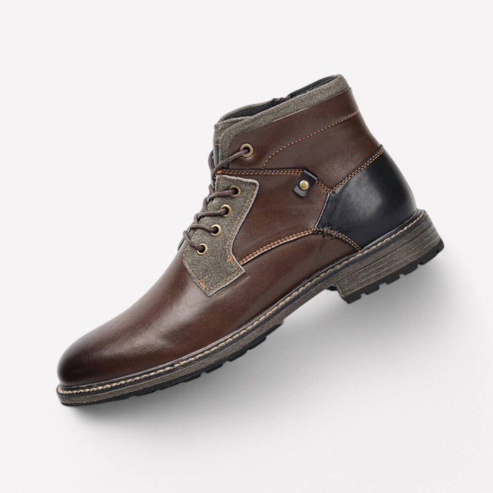 Men's leather heeled ankle boots