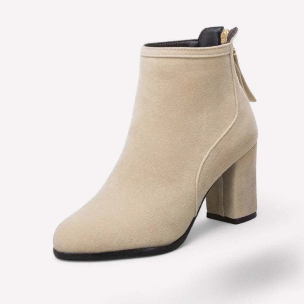Women's brushed leather heeled ankle boots