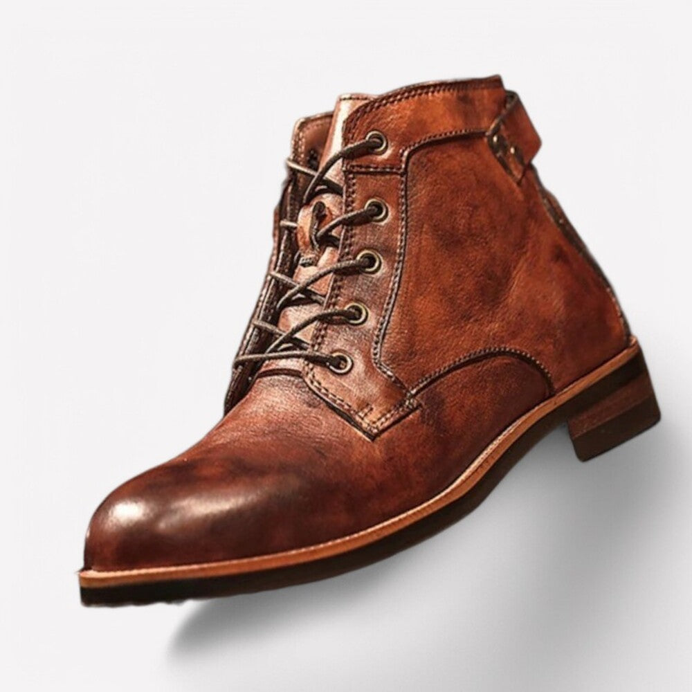 Men's American leather lace-up ankle boots