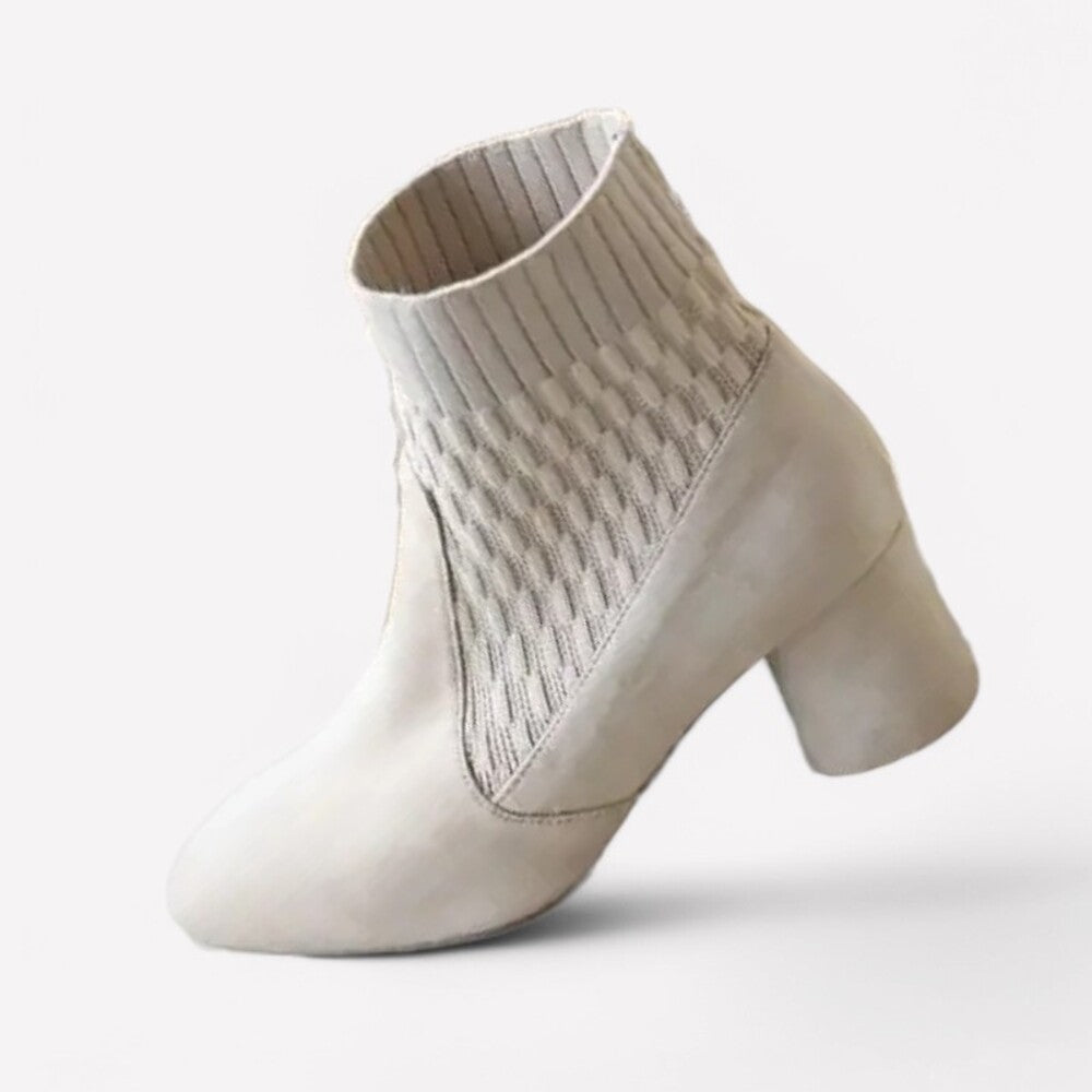 Suede pull-on heeled ankle boots