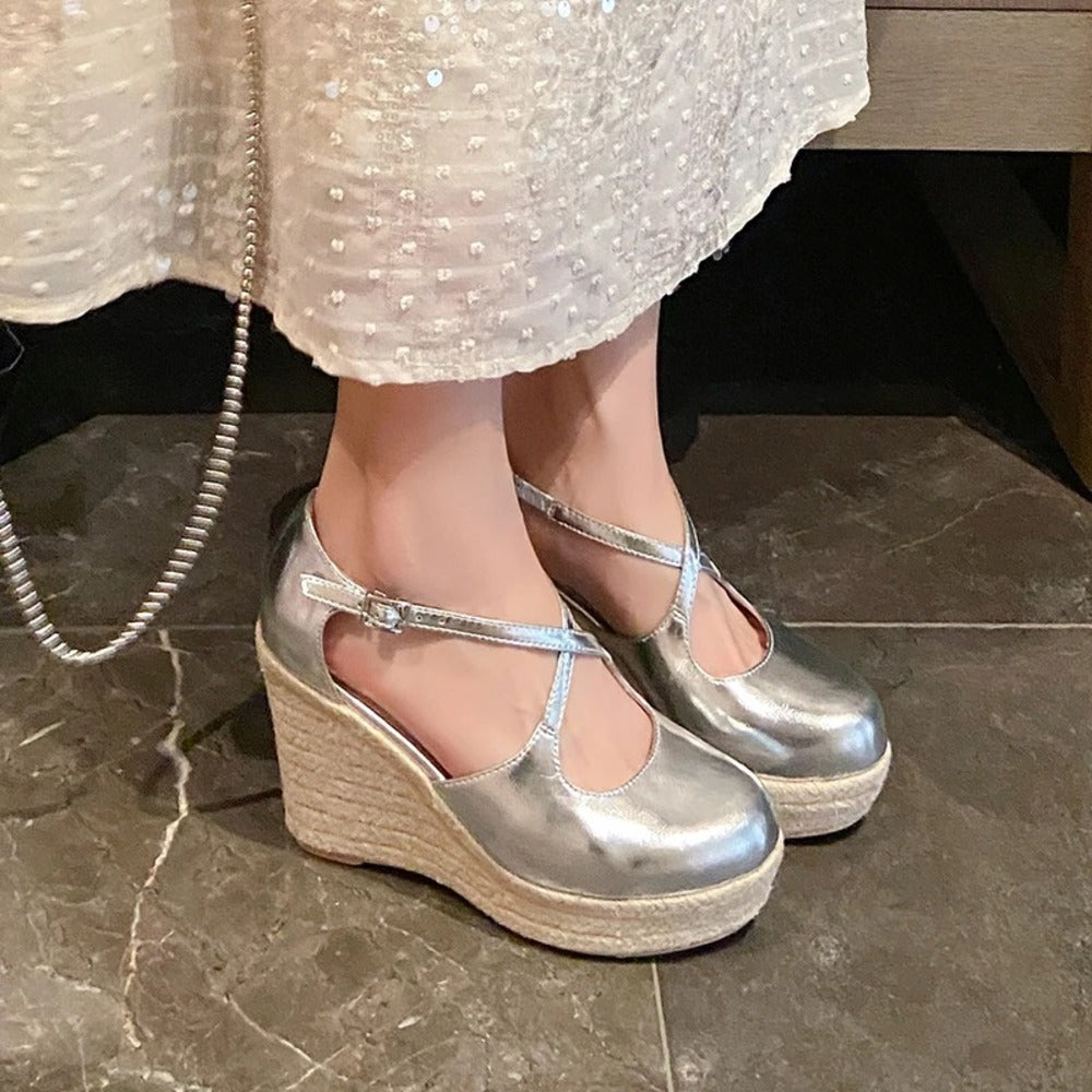 Espadrille argentée femme