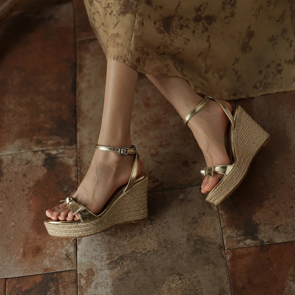 Women's gold espadrilles