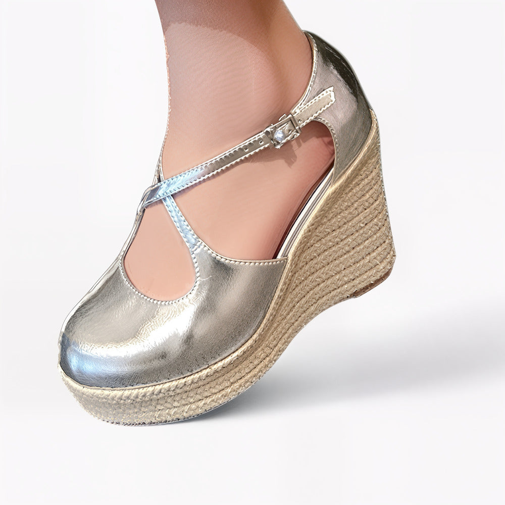 Women's silver espadrille