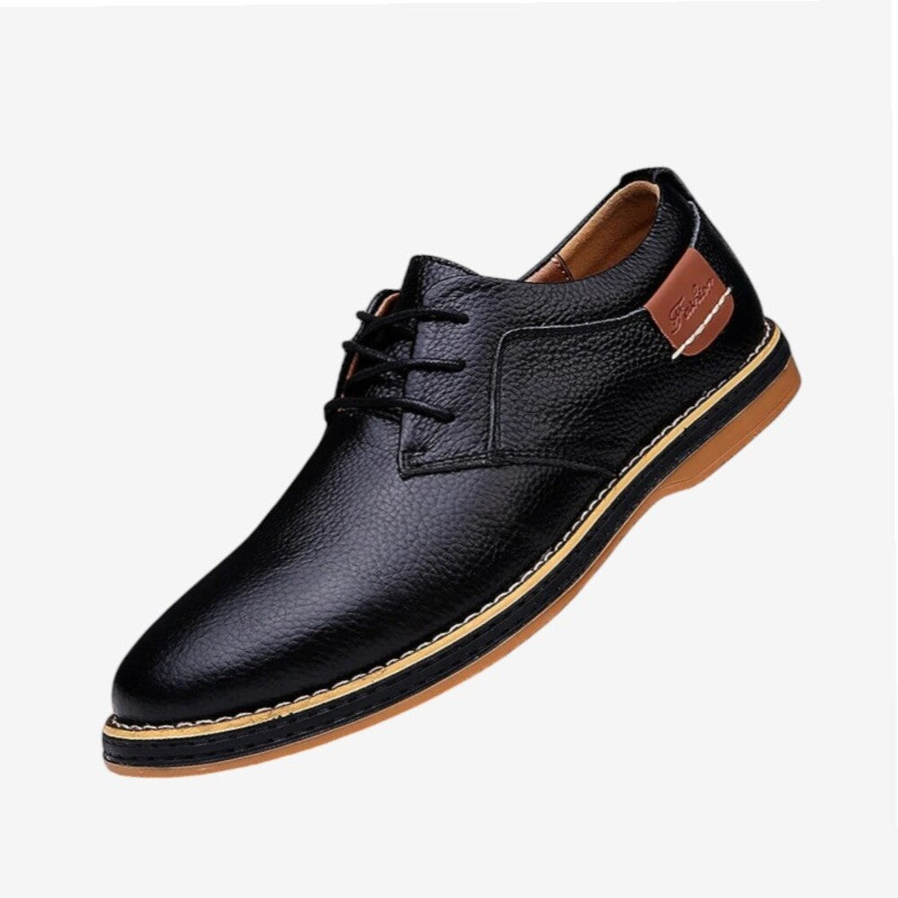 Black leather moccasin