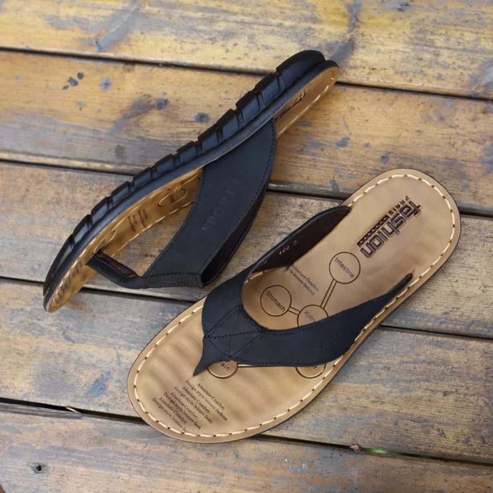 Tongs en cuir pour homme