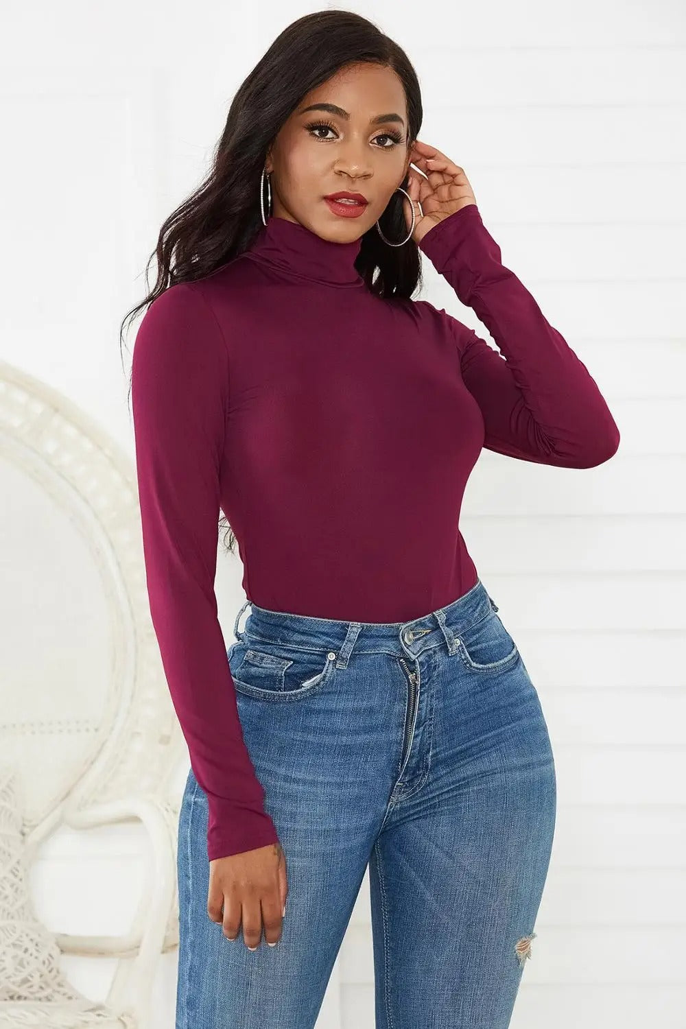 Body blanc manche longue femme