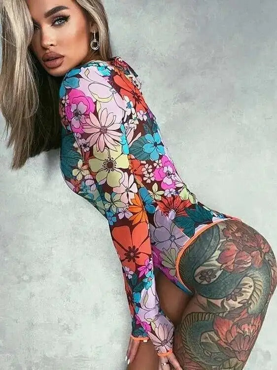 Body femme fleuri