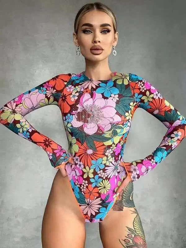 Body femme fleuri