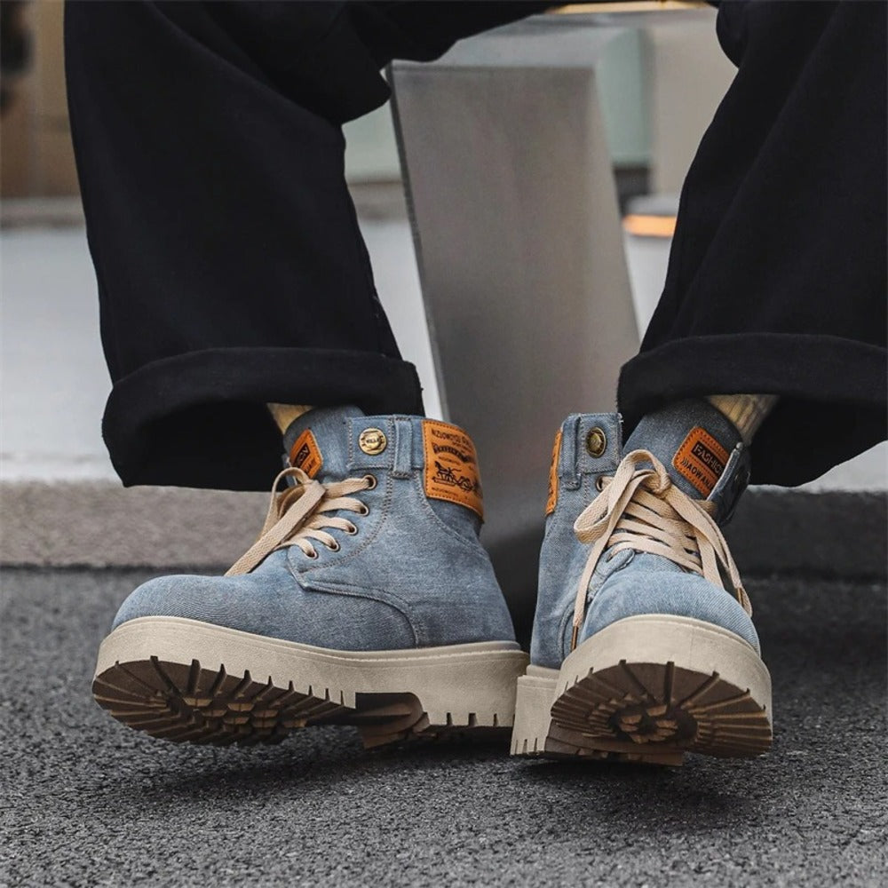 Bottines bleues effet jean