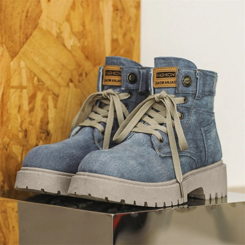Bottines bleues effet jean