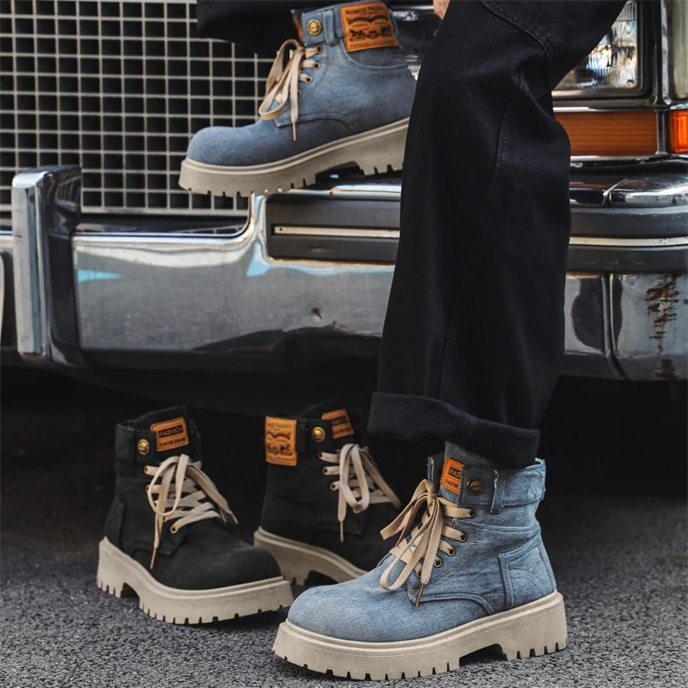 Bottines bleues effet jean