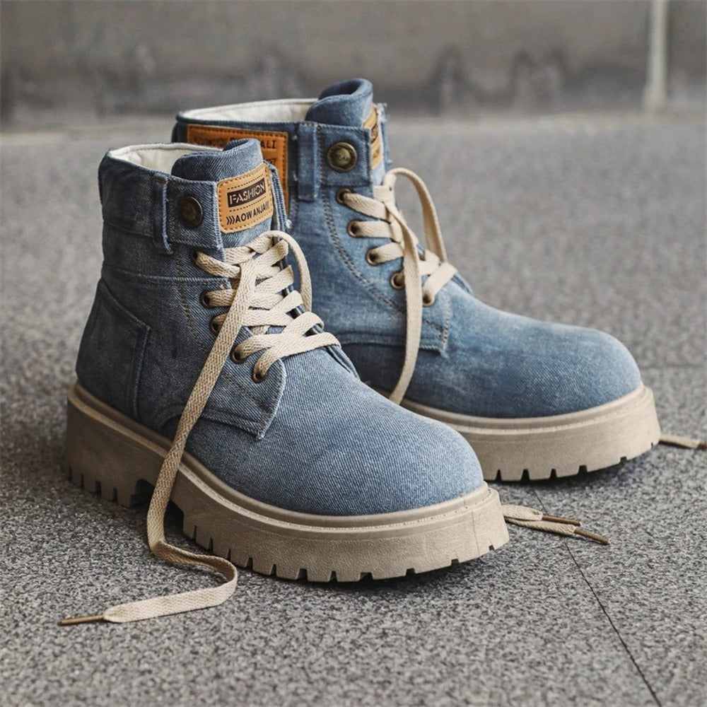 Bottines bleues effet jean