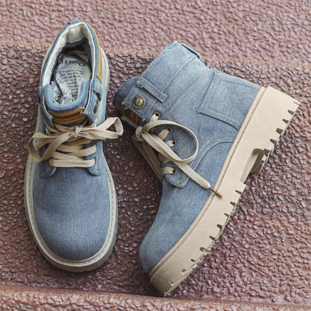 Bottines bleues effet jean