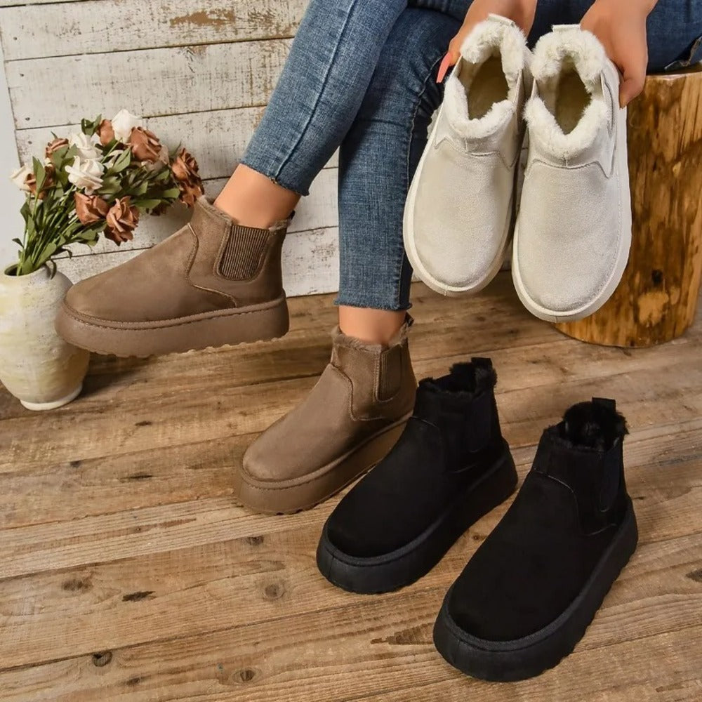 Isotoner Bottines Femme Chaudes, Légères Et Confortables - Effet Nubuck Moderne