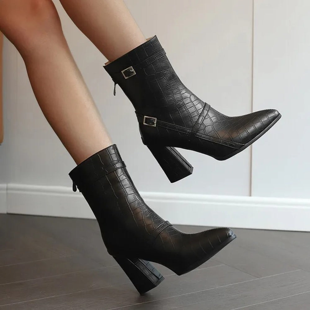 Bottines femme imitation croco