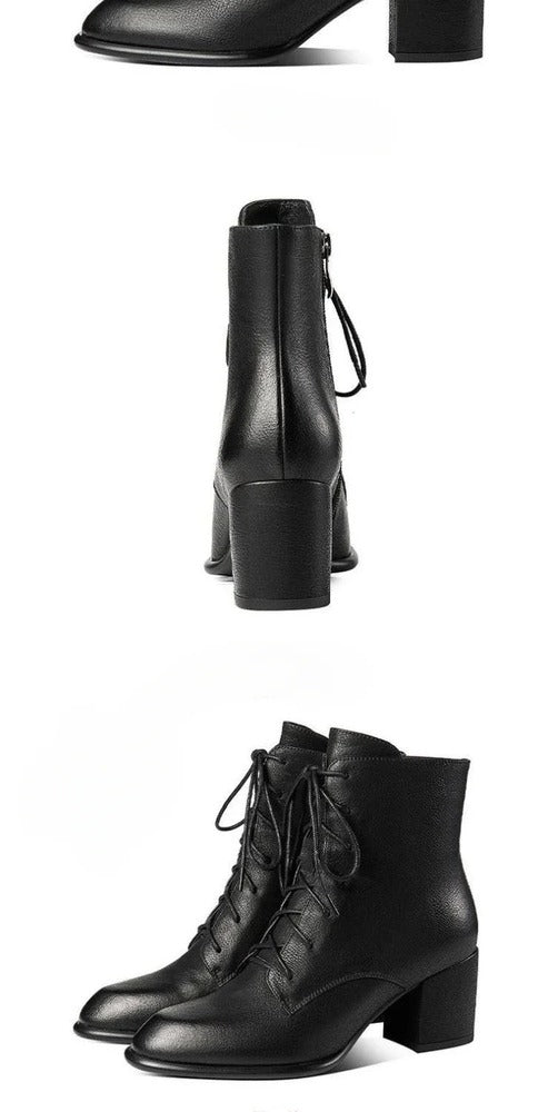 Bottines à lacets marron pour femme