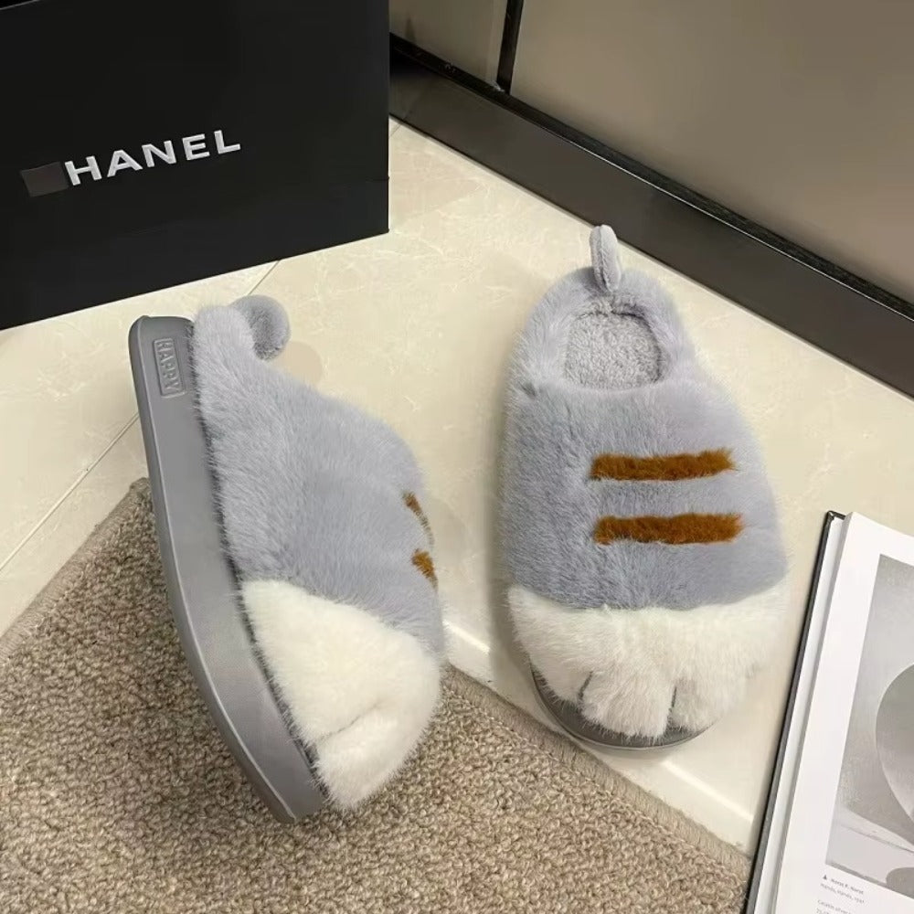 Chaussons Patte de Chat Femme – Fourrés, Doux & Antidérapants