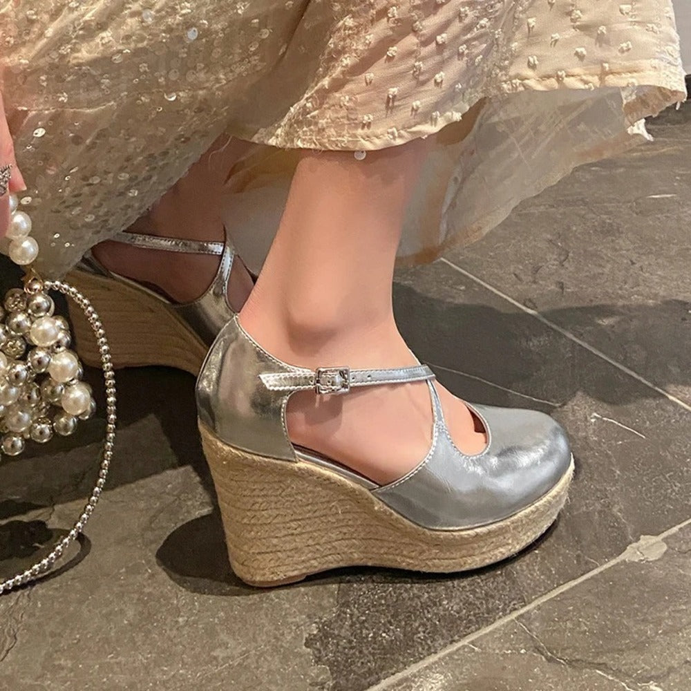 Espadrille argentée femme
