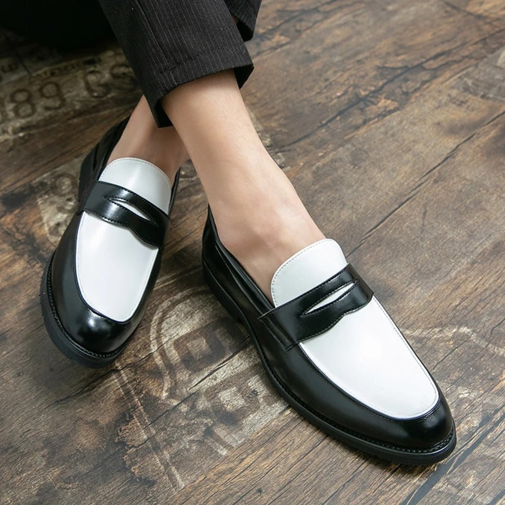 Mocassin femme noir et blanc