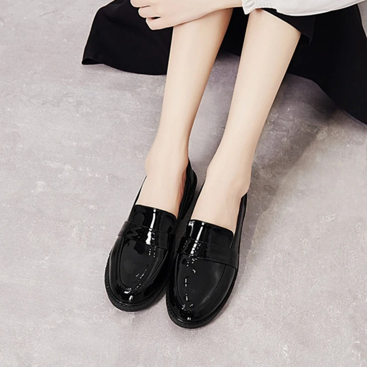 Mocassin femme vernis noir