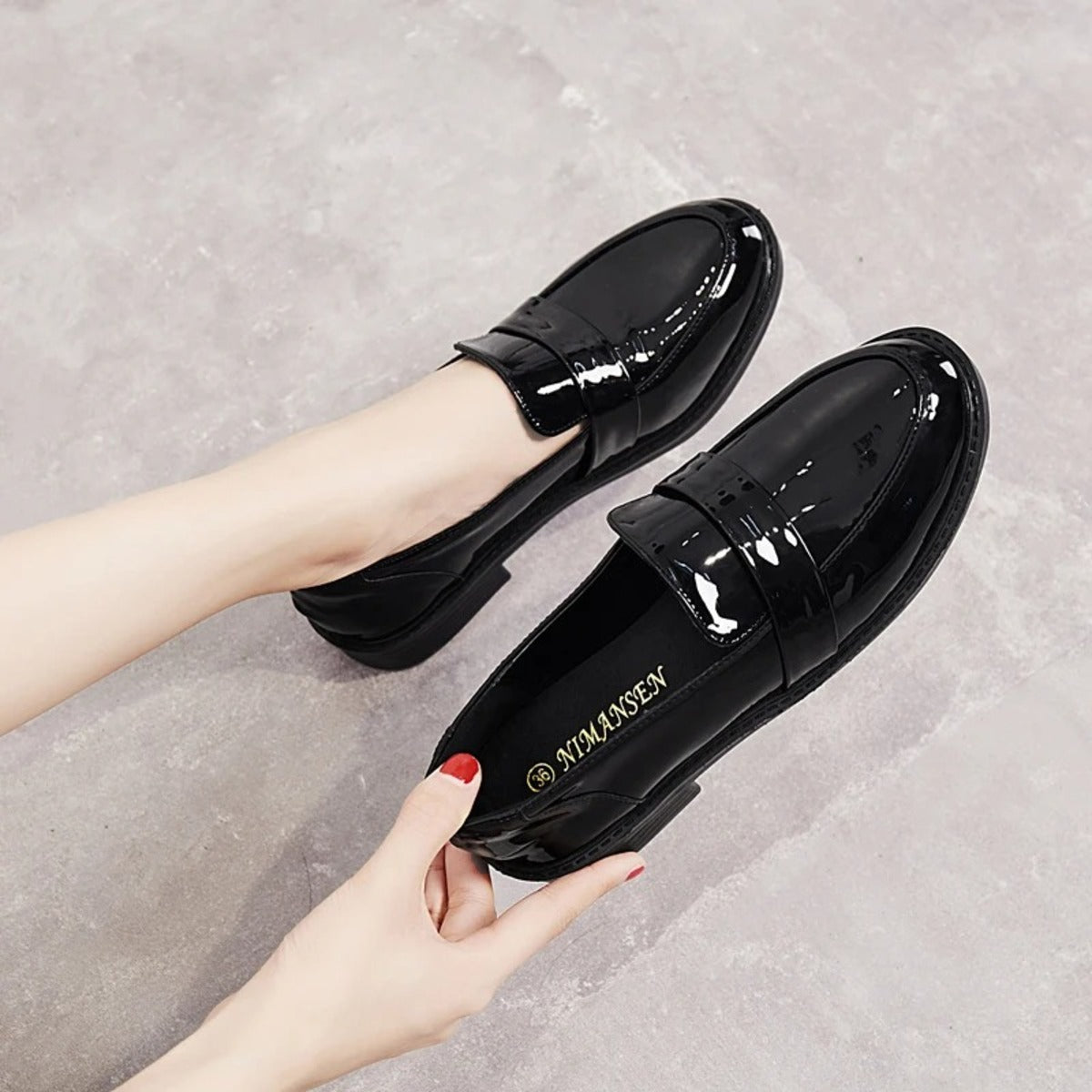 Mocassin femme vernis noir