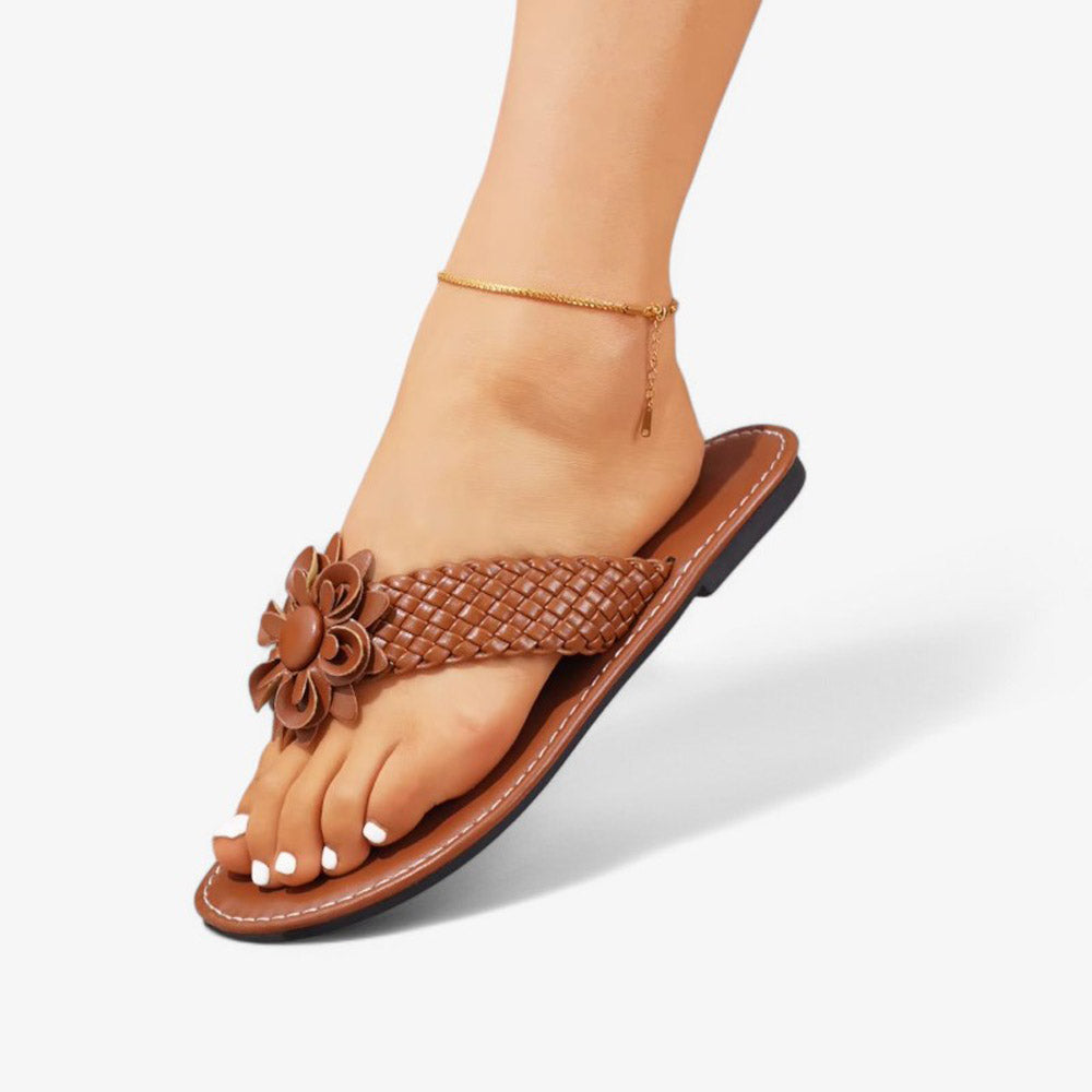 Sandale cuir tressé femme