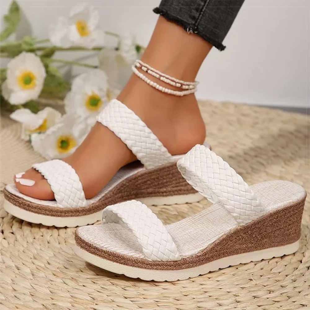 Sandales hautes en cuir tressé pour femmes