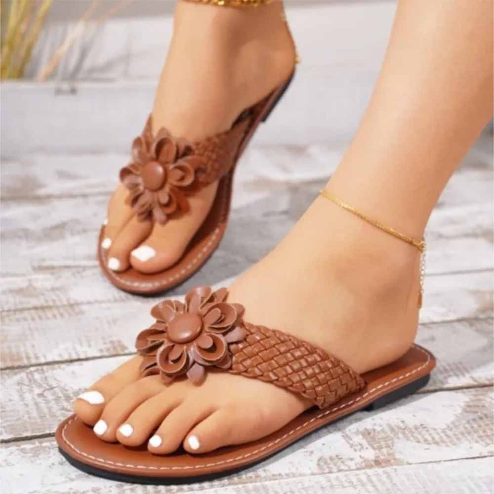 Sandale cuir tressé femme